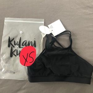 Kulani kinis black swim top sports cross back rise